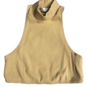 iNAMORATA Beige Sleeveless Crop Top